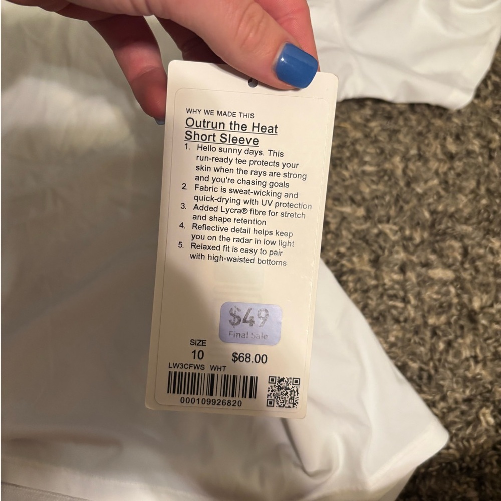 Lululemon White Outrun the Heat Short Sleeve